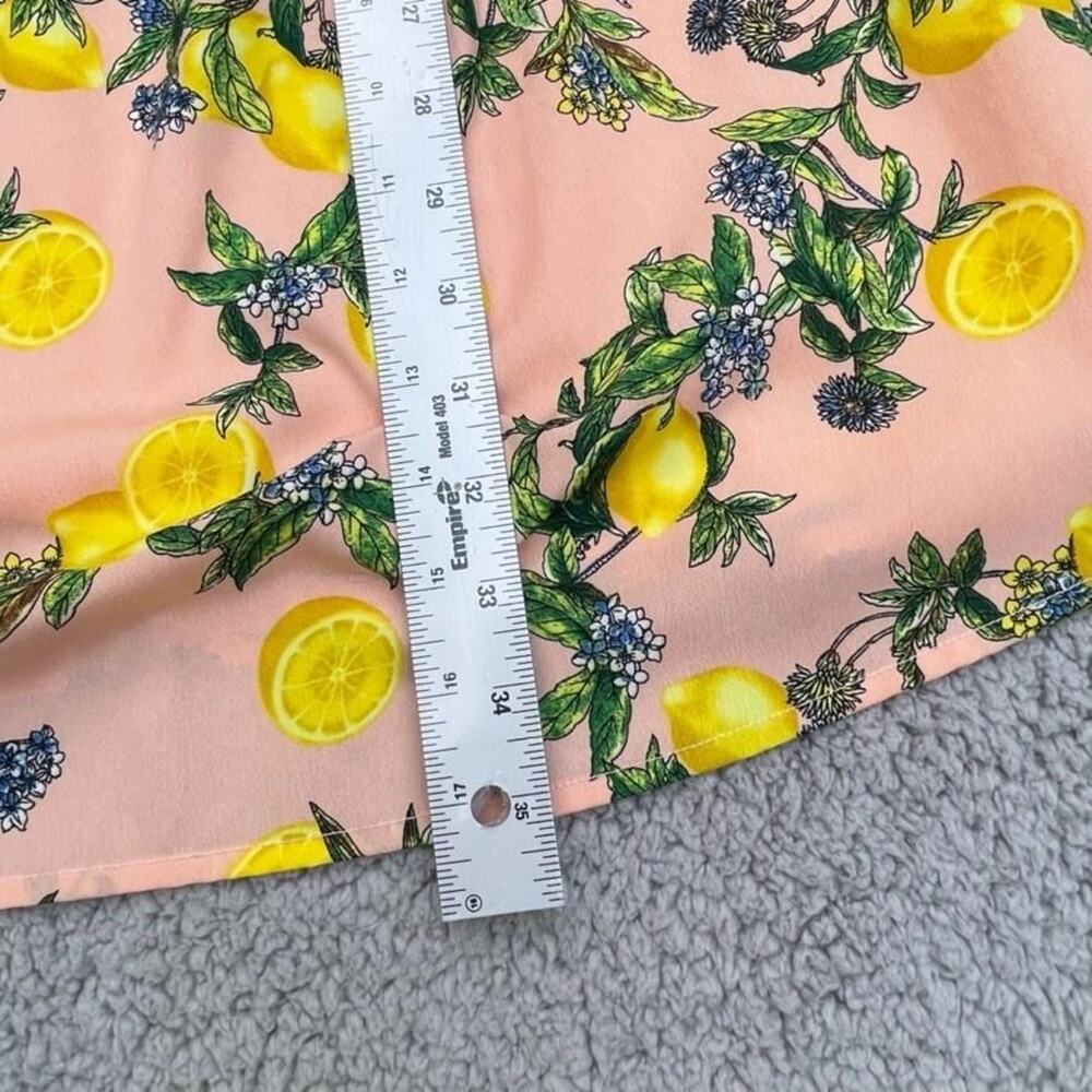 Pink Owl Dress Womens Large Pink Lemon Print Fit & Flare Cutout Back Sleeveless - Picture 8 of 12